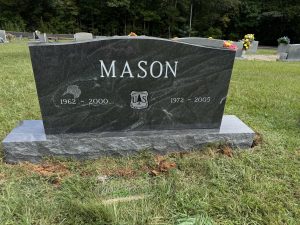 mason American black granite upright headstone